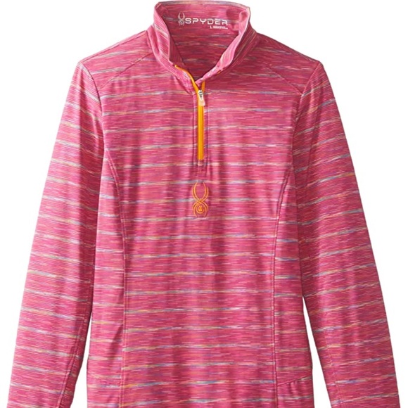 SPYDER Girls L (14-16) Pink/Orange Bocca Turtleneck Mid-Layer Quarter Zip - Picture 1 of 6